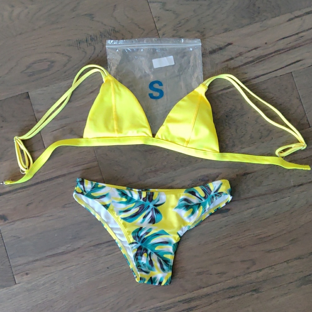 Yellow Tropical 2 Piece Bikini NWT